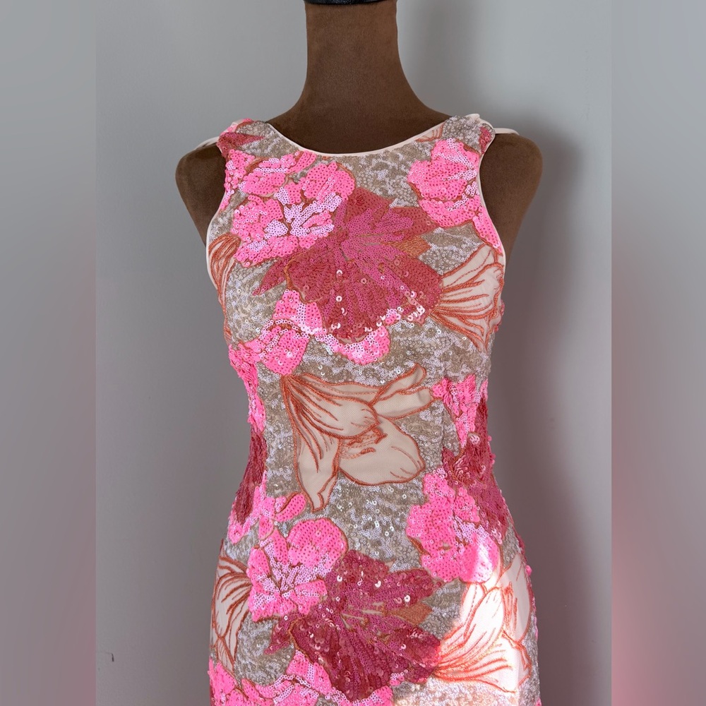 Muse Pink and Red Floral Sequin Maxi Dress - Picture 5 of 16